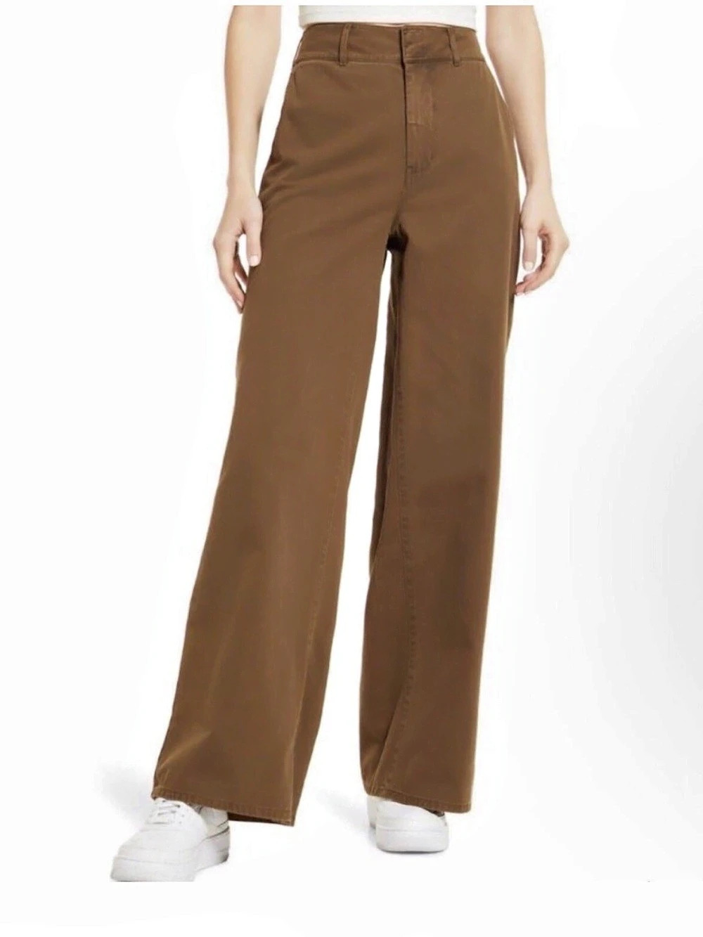 Good American New Womens Size 8/29 Fog Dark Brown Good Skate Wide Leg Trousers